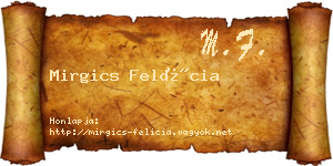 Mirgics Felícia névjegykártya